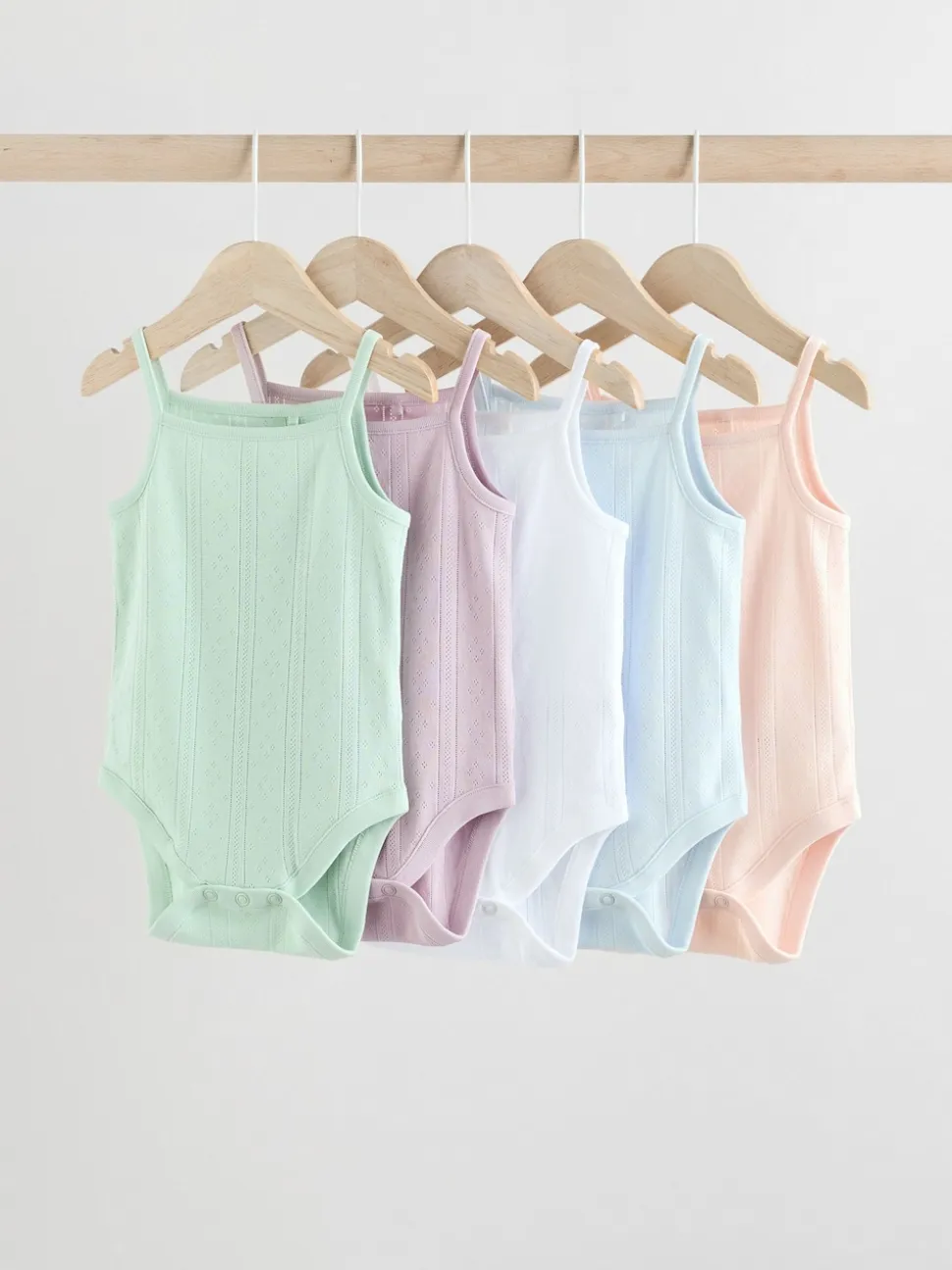 pastel - Lot de 5 bodys débardeurs en maille pointelle pour bébé