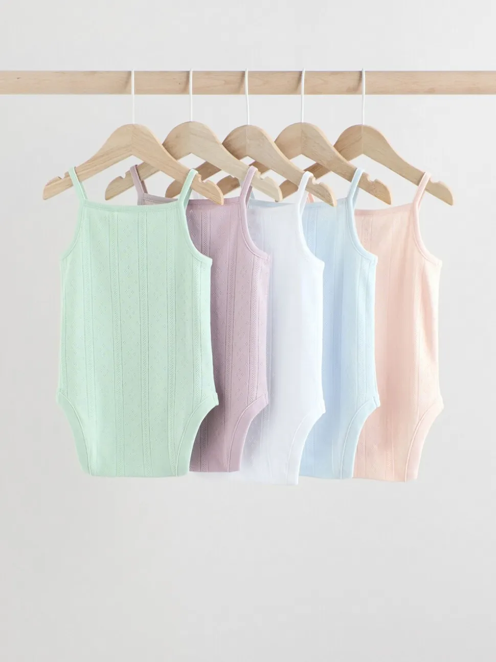 pastel - Lot de 5 bodys débardeurs en maille pointelle pour bébé