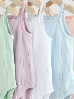 pastel - Lot de 5 bodys débardeurs en maille pointelle pour bébé