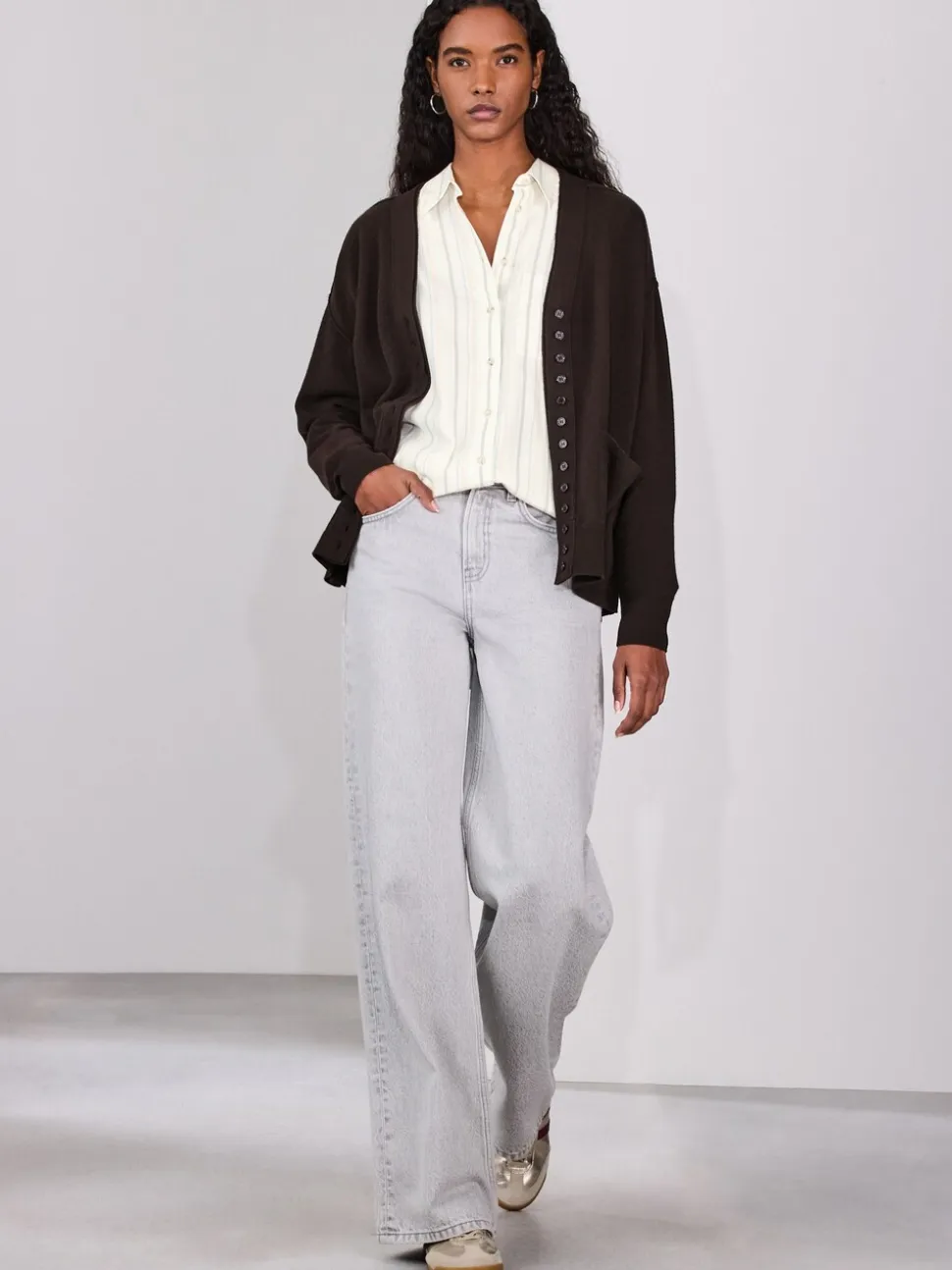 Pastel rayé - 100Chemises décontractées en coton à boutons Manches longues Chemises décontractées