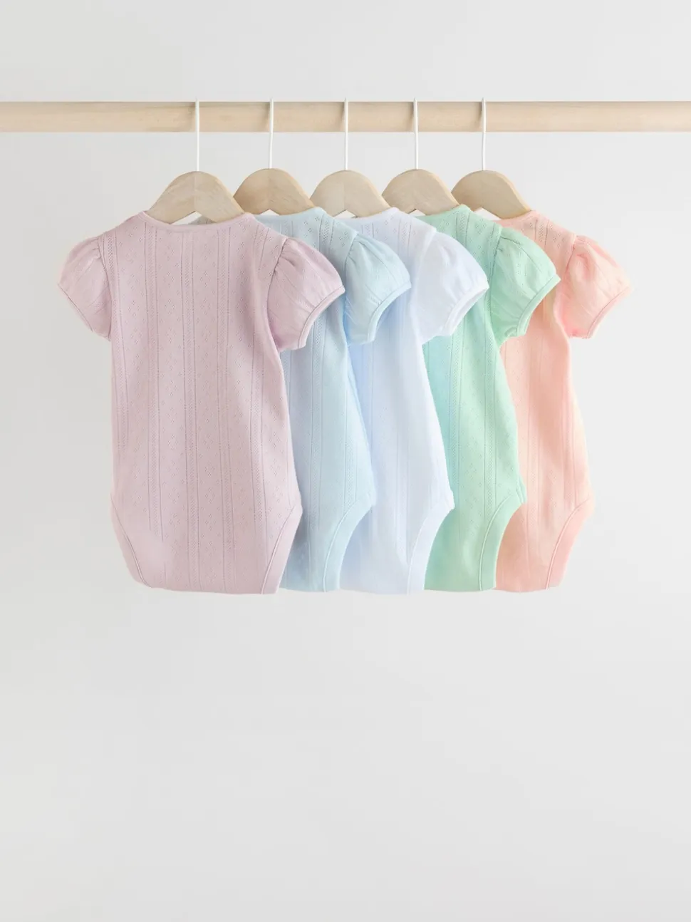 Pastels - Lot de 5 bodys pointelle à manches courtes pour bébé