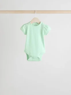 Pastels - Lot de 5 bodys pointelle à manches courtes pour bébé