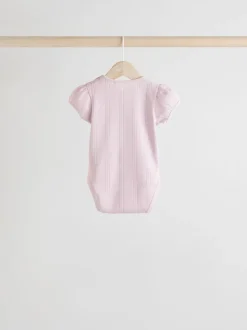 Pastels - Lot de 5 bodys pointelle à manches courtes pour bébé
