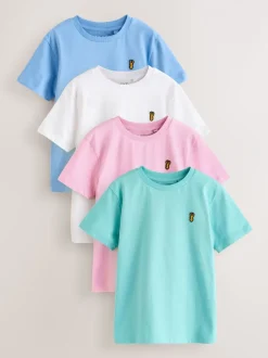 Pastels - T-shirt brodé Manches courtes Stag 4 Pack (3-16ans)