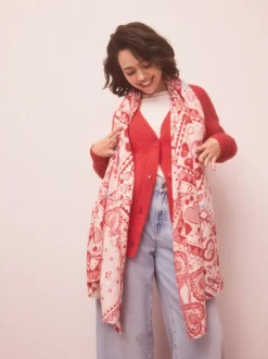 Patchwork rouge Valentine - Écharpe légère