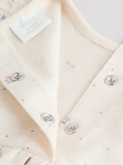 Épaule à volants fleuri lilas et écru - Lot de 3 barboteuses