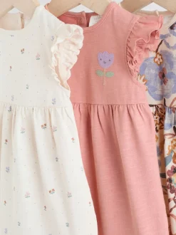 Épaule à volants fleuri lilas et écru - Lot de 3 barboteuses