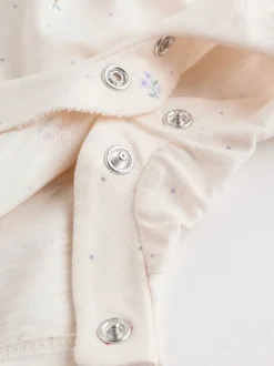 Épaule à volants fleuri lilas et écru - Lot de 3 barboteuses