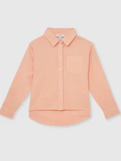 pêche - Chemise à poignets roulés en lin Reiss Leora
