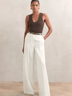 Peau de serpent noire - Ceinture fine en cuir avec boucle allongée Reiss Chaya