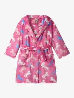 Peignoir Hatley Beautiful Horses rose en polaire duveteuse