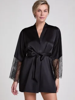 Peignoir Hunkemoller kimono en satin noir