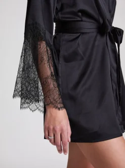 Peignoir Hunkemoller kimono en satin noir