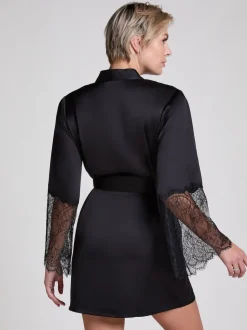 Peignoir Hunkemoller kimono en satin noir