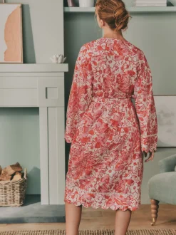 Peignoir Laura Ashley en coton festonné