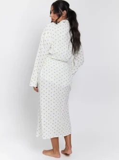 Peignoir Loungeable gaufré 100% coton imprimé citron