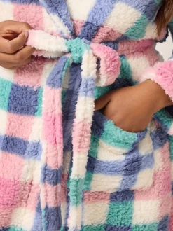 Peignoir Yours Curve à carreaux en peau de mouton