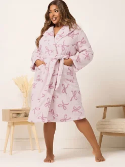 Peignoir Yours Curve à col châle avec nœuds moelleux