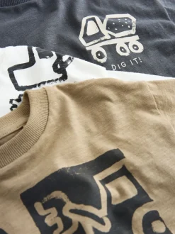 Pelleteuse noire - T-shirts imprimés graphiques à manches courtes Lot de 3 (3mois7ans)