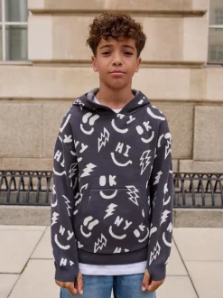 personnage Noir/Blanc - Sweat-shirt tricoté à capuche (3-16yrs)