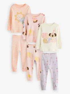 Personnage pastel - Lot de 3 pyjamas Snuggle à manches longues (9mois-12ans)