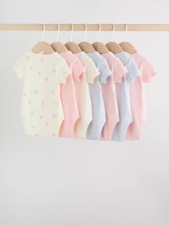 Personnage pastel multicolore - Lot de 7 bodies bébé à manches courtes