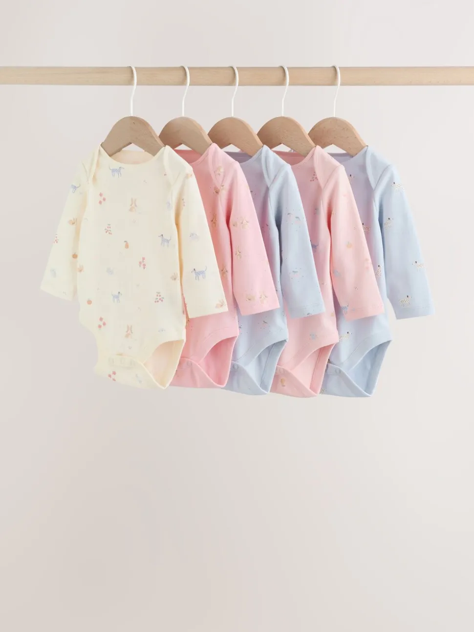 Personnage pastel multicolore - Lot de 5 bodies à manches longues pour bébé