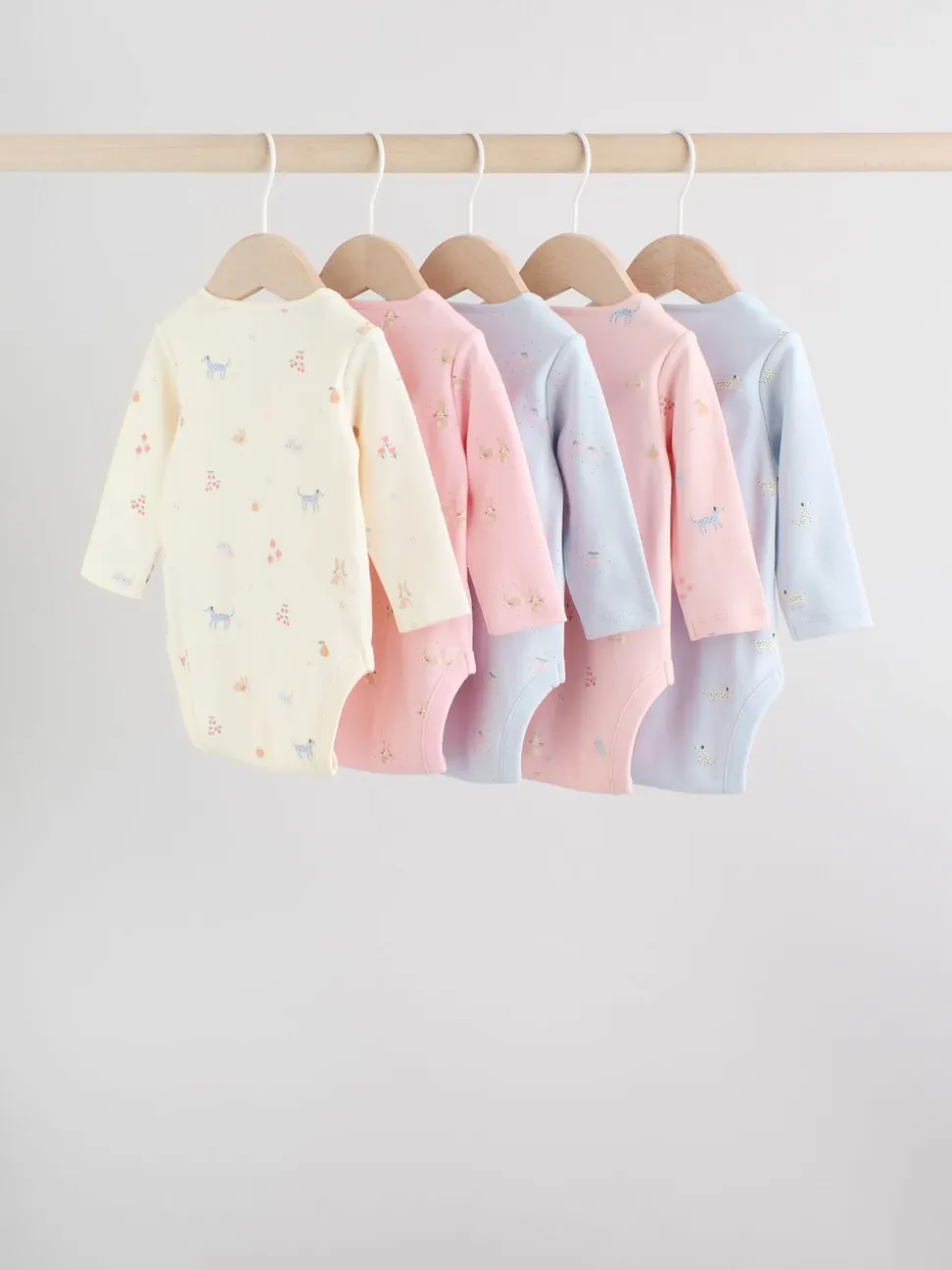 Personnage pastel multicolore - Lot de 5 bodies à manches longues pour bébé
