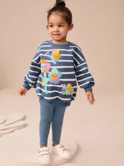Personnages à rayures bleu marine - Ensemble Sweatshirt et Leggings (3mths-7yrs)