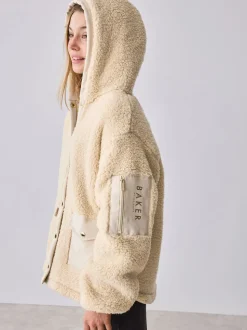 Pierre - Baker by Ted Baker veste zippée en polaire en peau de mouton à capuche