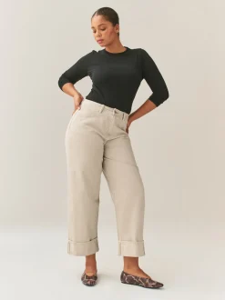 Pierre - Jean retroussé Boyfriend Hourglass Jambe large taille mi-haute