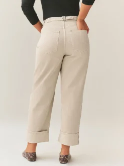 Pierre - Jean retroussé Boyfriend Hourglass Jambe large taille mi-haute