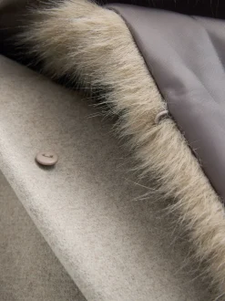 Pierre - Manteau ceinturé avec col amovible en fausse fourrure