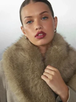 Pierre - Manteau ceinturé avec col amovible en fausse fourrure