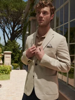 Pierre - Slim Fit (Slim Fit) - Blazer Blend en lin texturé