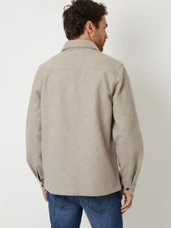 Pierre - Threadbare Veste-chemise à boutons en laine et fausse fourrure