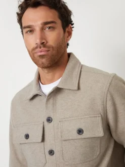 Pierre - Threadbare Veste-chemise à boutons en laine et fausse fourrure