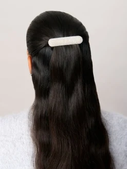 Pince barrette en perles scintillantes Aela argentée