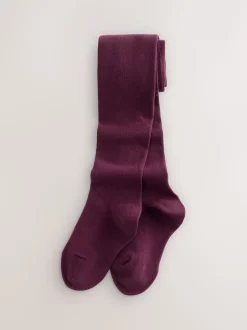 Plum Rouge Rose et Noir - Lot de 3 paires de collants en coton riche