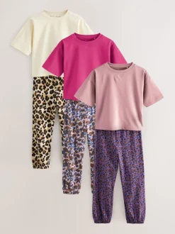 Plum/Marron - Lot de 3 pyjamas de jogging à imprimé animal (3-16ans)