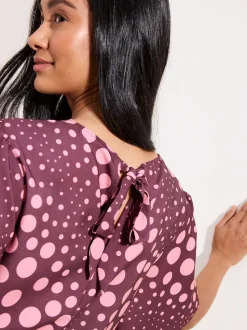 Pois de Bourgogne - Chemisiers Friends Like These manches courtes à cravate