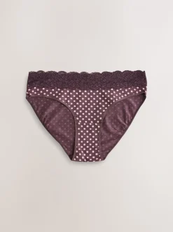 Pois imprimés - Culotte en coton et dentelle 7 Pack