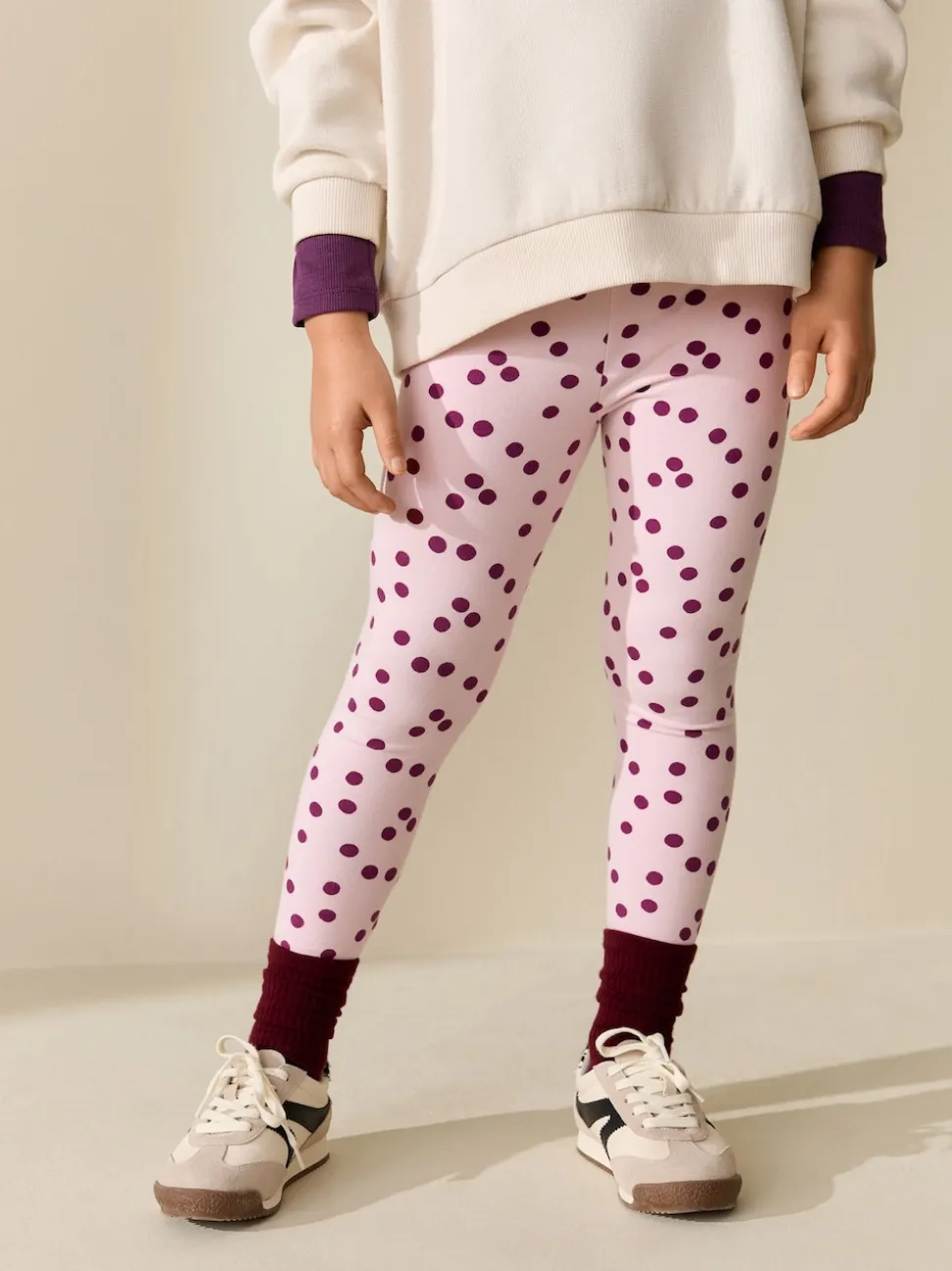 Pois rose/rouge - Leggings (3-16ans)