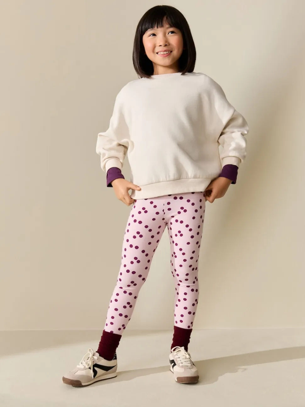 Pois rose/rouge - Leggings (3-16ans)