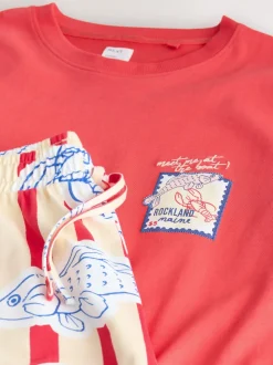 Poisson à rayures rouges - Pyjama en jersey à manches courtes