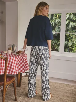 Poisson bleu marine - Pyjama à manches courtes en coton