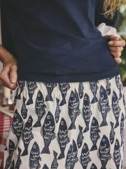 Poisson bleu marine - Pyjama à manches courtes en coton