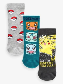 Pokémon Multi - Lot de 3 chaussettes de jeu en coton riche