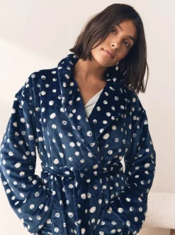 Polaire bleu marine - Peignoir ultra-doux