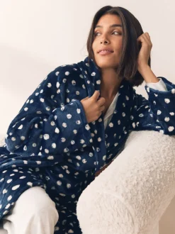 Polaire bleu marine - Peignoir ultra-doux